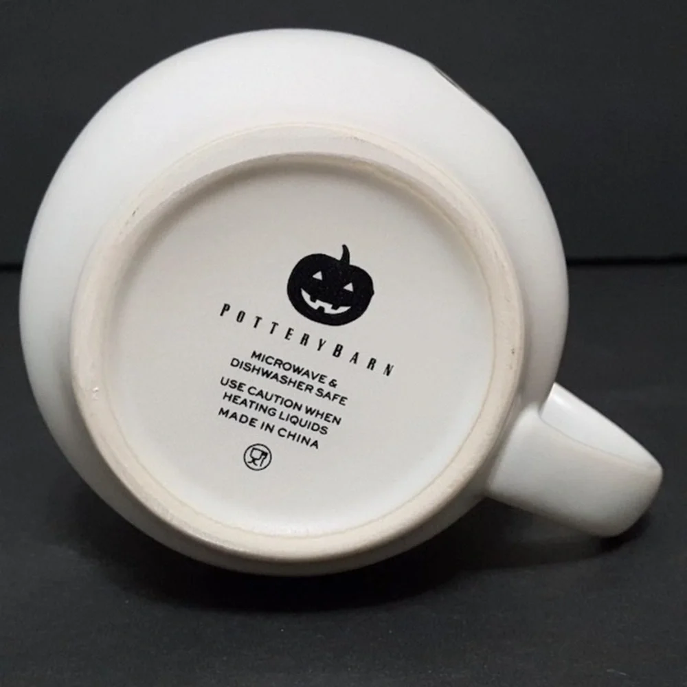 Pottery Barn Ghost Boo Mug Cup Modern Matte Stoneware Minimalist Gus Coffee Set